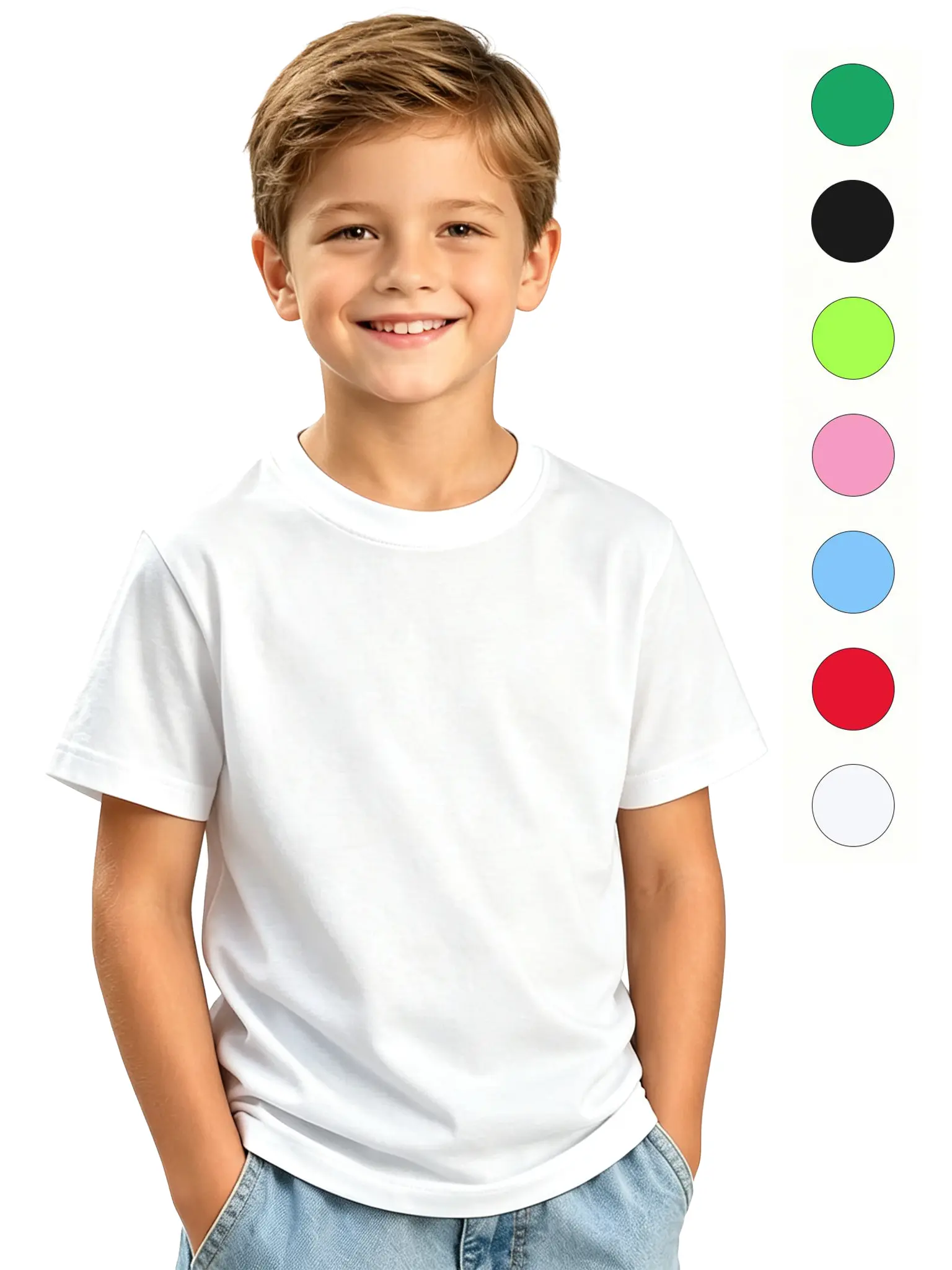 AirFun Kids' quick-dry crew neck plain t-shirt, Plain Simple Casual Shirts, Multi Color Daily Outfit Tops for Little Boys and Girls