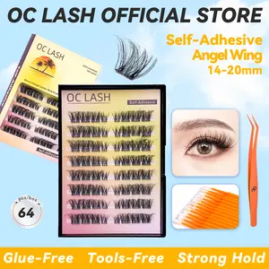【Pre-Glued】【Airy Dramatic Lash Collection】OC DIY Eyelashes Self Adhesive Lash Clusters Pre glued Eyelash Clusters No Glue Needed Lashes Wispy D-curly Cluster Eyelash extensions 14-20mm Angel Wing Individual Lashes Gentle Cosmetic