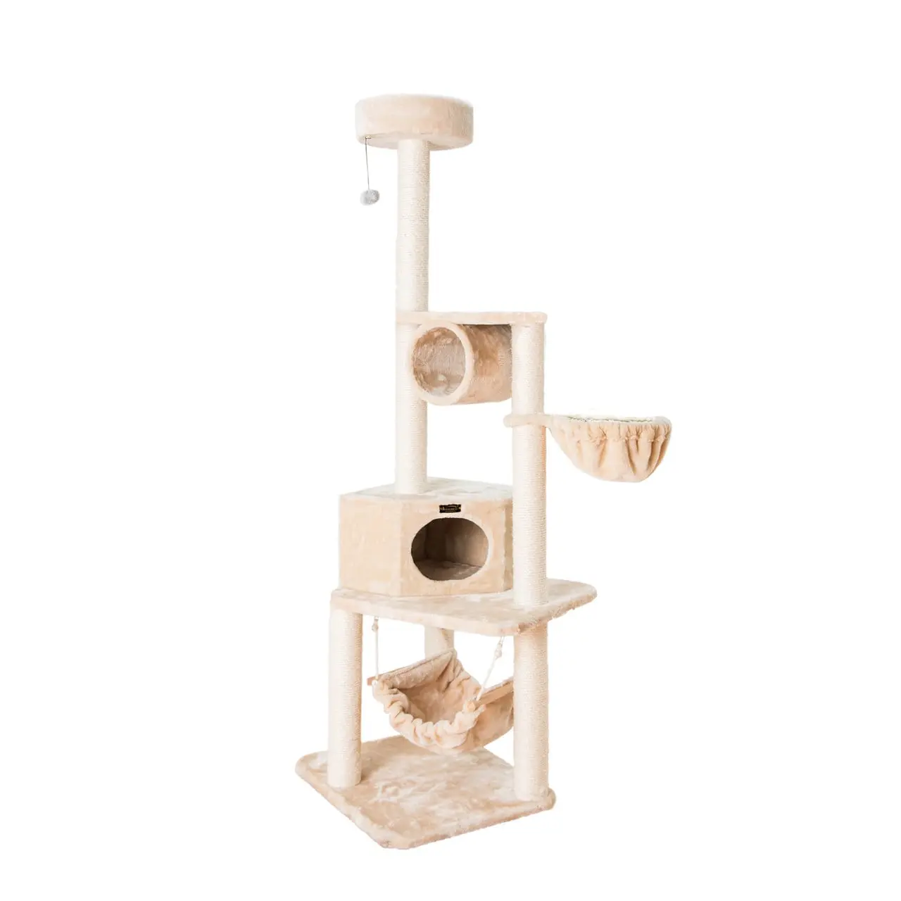Armarkat 72" H Pet Real Wood Cat Tower Tower EntertaInment Furniture With Lounge Basket Perch A7204, 110"H X 16"W X 16"L, 23" X 23"
