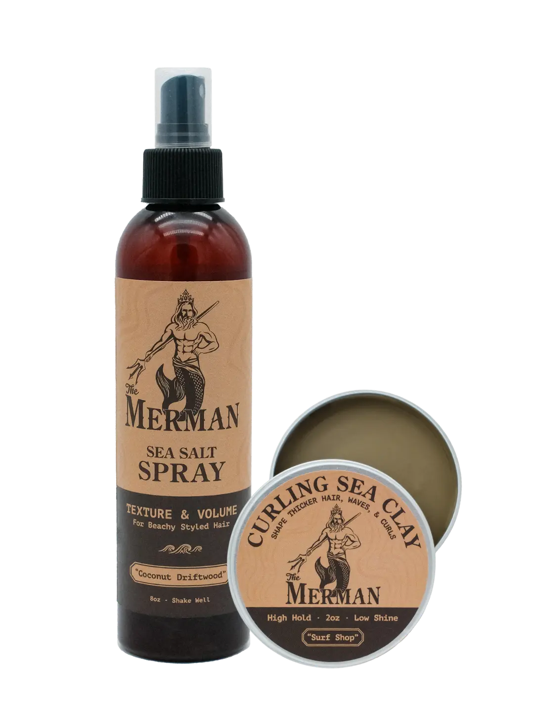 Sea Salt Spray & Curling Sea Clay Bundle for Men's Hair | Texture, Volume, Shape & All-Day Hold