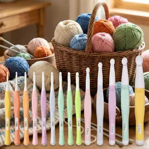 2026 13pc Ergonomic Crochet Hook Set From 2.5 to 20mm, Anti-Slip Rubber Handled Colorful Crochet Needles for DIY Knitting