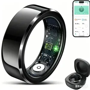2025 Compact Wearable Smart Ring, IP68-5ATM Waterproof Stainless Steel Multi-Mode Bluetooth-Compatible Fitness Tracker, Blood Pressure, Heart Rate, Blood Oxygen & Sleep Monitoring, Touch Control, Remote Photo for Men & Women