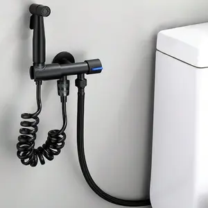 304 Stainless Steel Toilet Buddy Set, Classic Wall-Mounted Design, High-Pressure Nozzle Gun, No Batteries Needed, 3-Piece Bathroom Accessory Kit