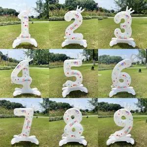 32inch Foil White Number Stand Balloons with Crown 0-9 Large Figures Globos for Kids Girl Boy Happy Birthday Party Decorations