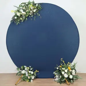 Matte Navy Blue Round Spandex Fit Wedding Backdrop Stand Cover 7.5ft
