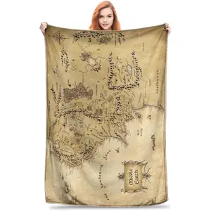Middle Earth Map Blanket Soft Flannel Fleece Throw Blanket for Couch Bed Bedroom Decor 50"X60"