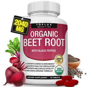 Toplux Organic Beet Root Tablets -  Nitric Oxide Booster Beetroot Supplement 2040mg