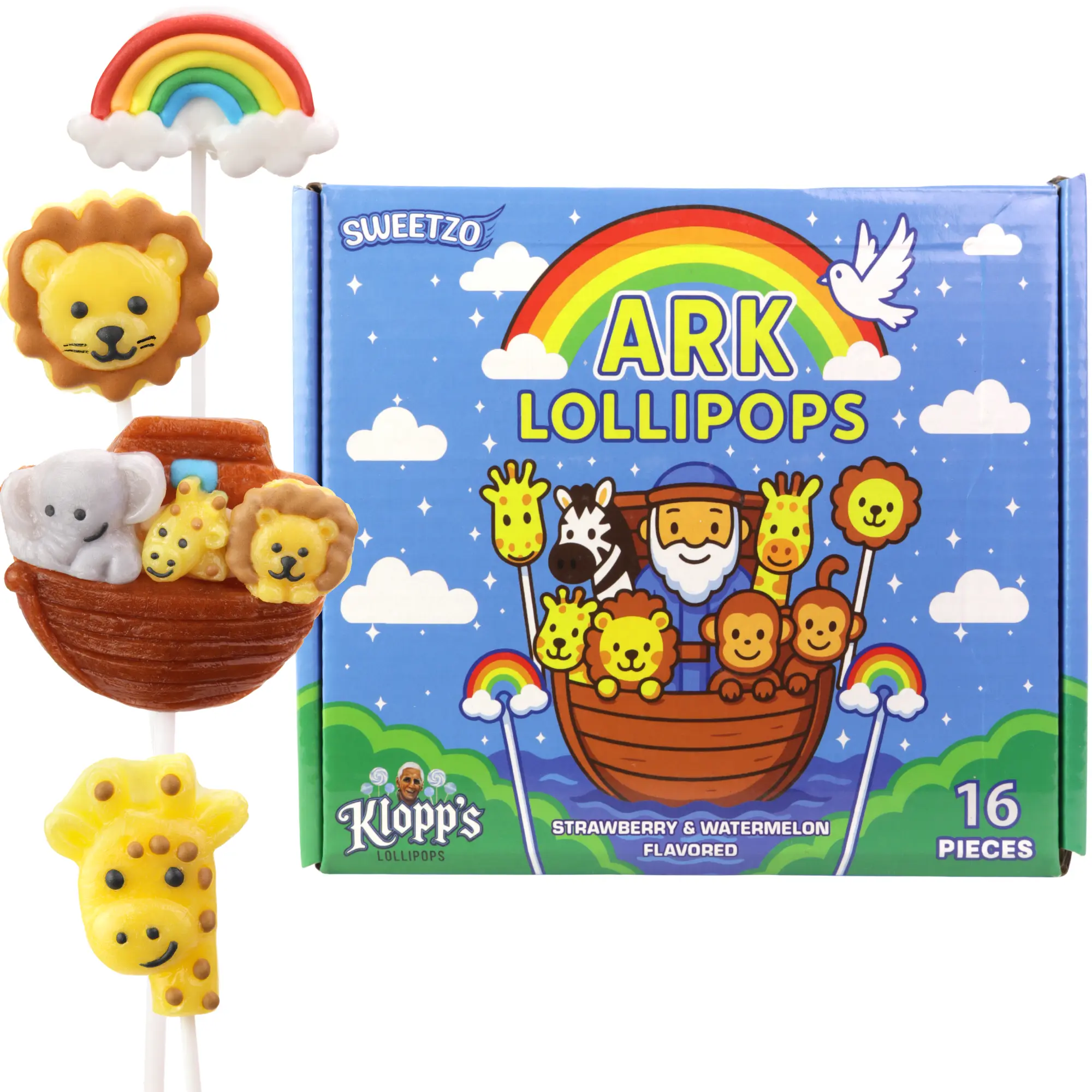 Ark Animal Lollipops, Christian Sunday School Candy Favors and VBS Treats, Bible Themed Suckers, 16 Count