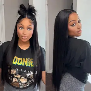 Megalook 13x6 Three-Go Glueless Lace Front Wig Pre-Everything Ear To Ear Natural Hairline Quick Wear Skin Melted Silky Straight Human Hair Wigs With Drawstring SpringStatements