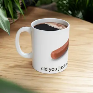 Hilarious Mug with Raw Hot Dog, Did You Just Look at My Wiener?, Fun Gag Gift for Hot Dog Lovers