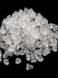 500pcs Clear Silicone Rubber Earring Clasp Backs, Safety Bullet Stopper Accessories, Ear Plug Nuts, Plugging Earrings, DIY Jewelry