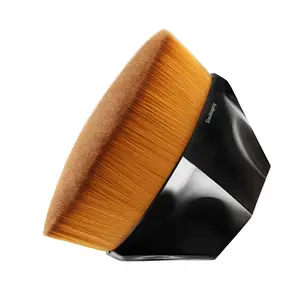 kabuki brushe- Foundation Makeup Brush Flat Top Kabuki Hexagon Face Blush Liquid Powder Foundation Brush for Blending Liquid, Cream or Flawless Powder Cosmetics with Bonus Protective Case (Black)