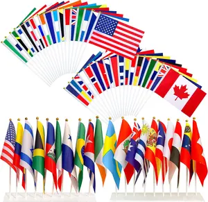 International Mini Flags Set 48 Countries, Small Handheld World Flags with Plastic Stick,   for Sports Events, Party Decorations, School Activities