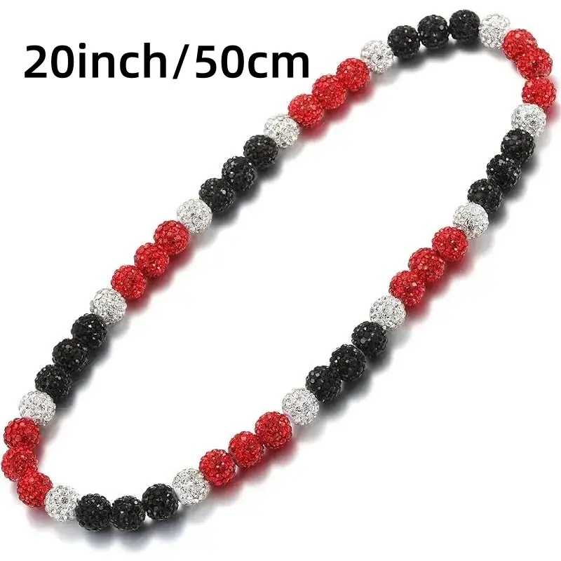 Baseball Ice Necklace Sportive 20inch (50cm) Rhinestone Beads Necklaces, Hot-Selling design. Design for Baseball Fans, Daily Wear Gift, Elegant Rhinestone Necklace
