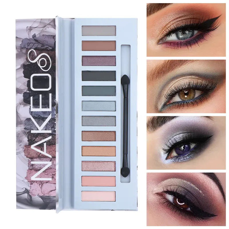 NEW 12 Color Cool Grey Smoky Makeup eye shadow Pearl Matte Large Ground Color eye shadow Plate European and American Makeup Eyeshadow Cosmetic