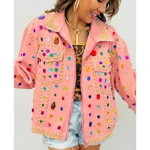 Pink Multi Rhinestone Studded Jacket (Reg.)