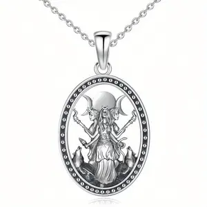 VintageWitchOvalPendantNecklaceGoddessofWitchesofMagicHekatePendantNecklaceAncientGreekMythologyNightofHekateTheAncientOriginsoftheGoddessofWitchcraftandMoonAmuletJewelryPaganJewelryforWomenMen