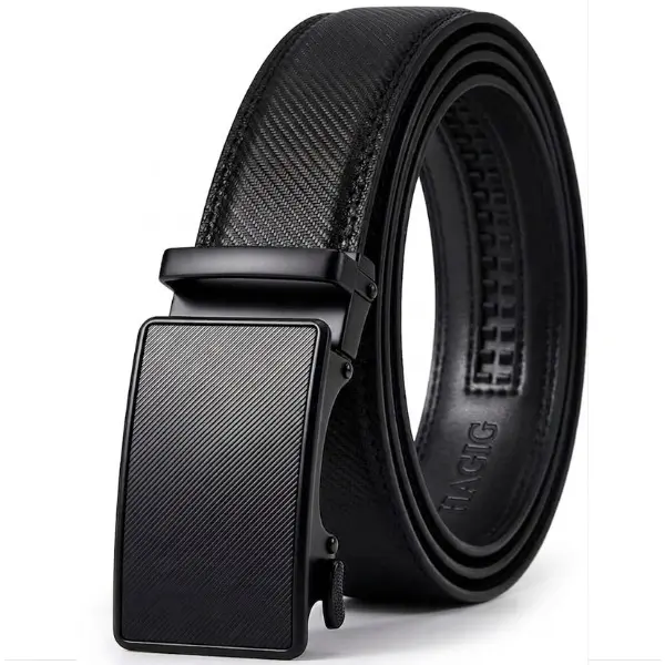 HAGIG Men's Belt Leather Ratchet Belt for Men Dress Casual Every Day with Adjustable Buckle, Trim to Fit