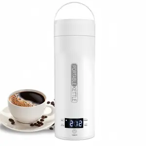 Travel Electric Tea Kettle Portable Small Mini Coffee Maker with 4 Variable Presets, Personal Hot Water Boiler 304 Stainless Steel with Automatic Shutoff and Boil-Dry Protection