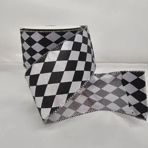 2.5"x10Y Elegant Metallic Ribbon Small Harlequin