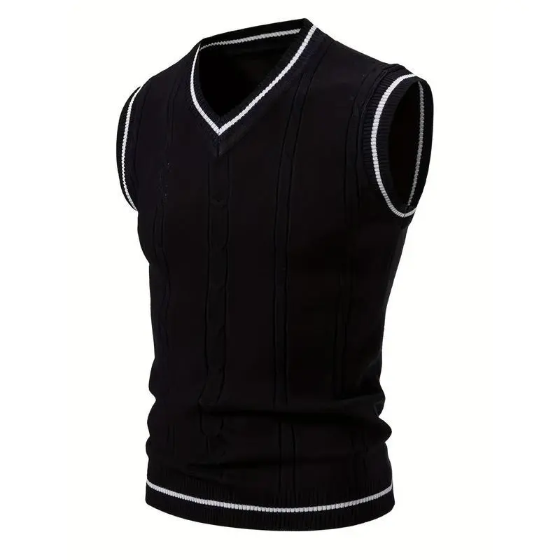 New Cross-Border Men'S Vest with a Twisted Knit Design