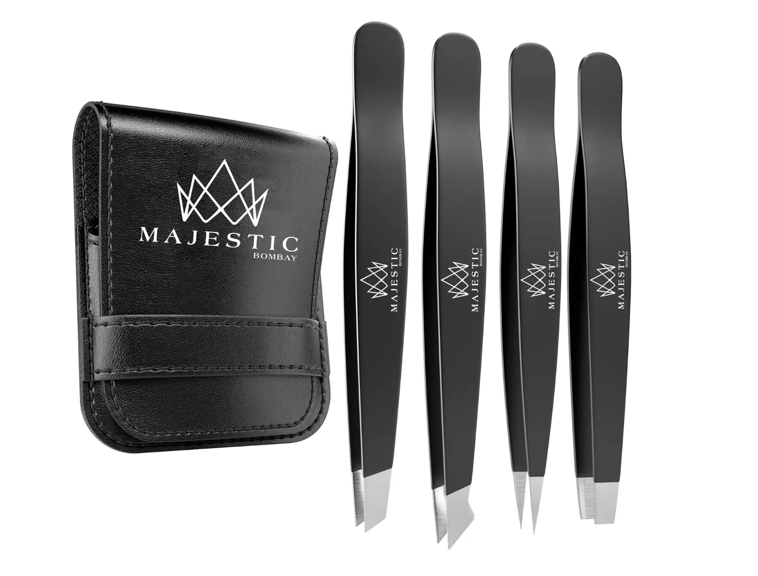 Majestic Bombay Fine Point & Slant Tweezers – Precision Tweezers for Ingrown Hair, Splinters, Ticks, Brows & Chin Hair | Surgical-Grade, Ultra-Sharp & Easy Grip