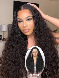 26 Inch Burgundy Water Wave Lace Front Wigs for Women, Gorgeous Fluffy Wigs without Bangs, Synthetic Heat Resistant Lace Front Wigs for Party, Daily Use, Synthetic Wavy Wig