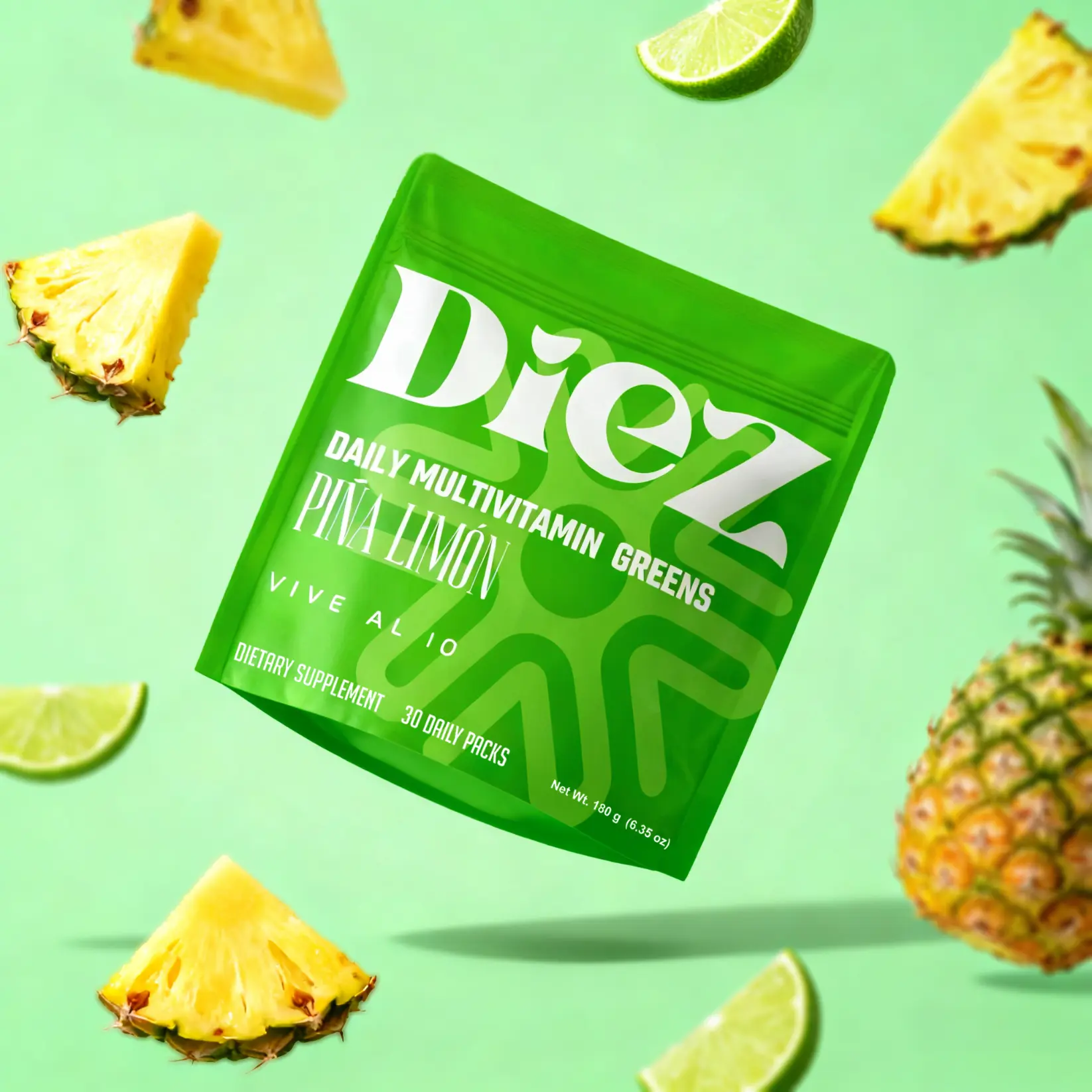 Diez Salud Multivitamin Gummies with Vegetables – Chewable Dietary Supplement, Pineapple Lemon Flavor | Daily Vitamins for Wellness