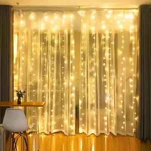 2 Packs 300 LED Curtain String Lights with 8 Modes & Remote Control 9.8x9.8ft Waterproof Indoor Outdoor Decor for Christmas Weddings Party Bedroom Wall Window Super-Bright Flashing Lights