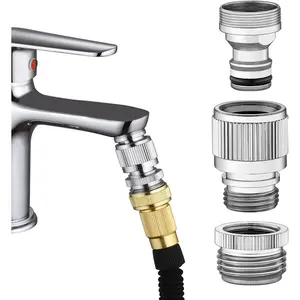 Sink Faucet Quick Connector,Faucet Adapter for Sink Connection Shower Hose/Garden Hose/Portable Washing Machine,Pet Bathing Chrome