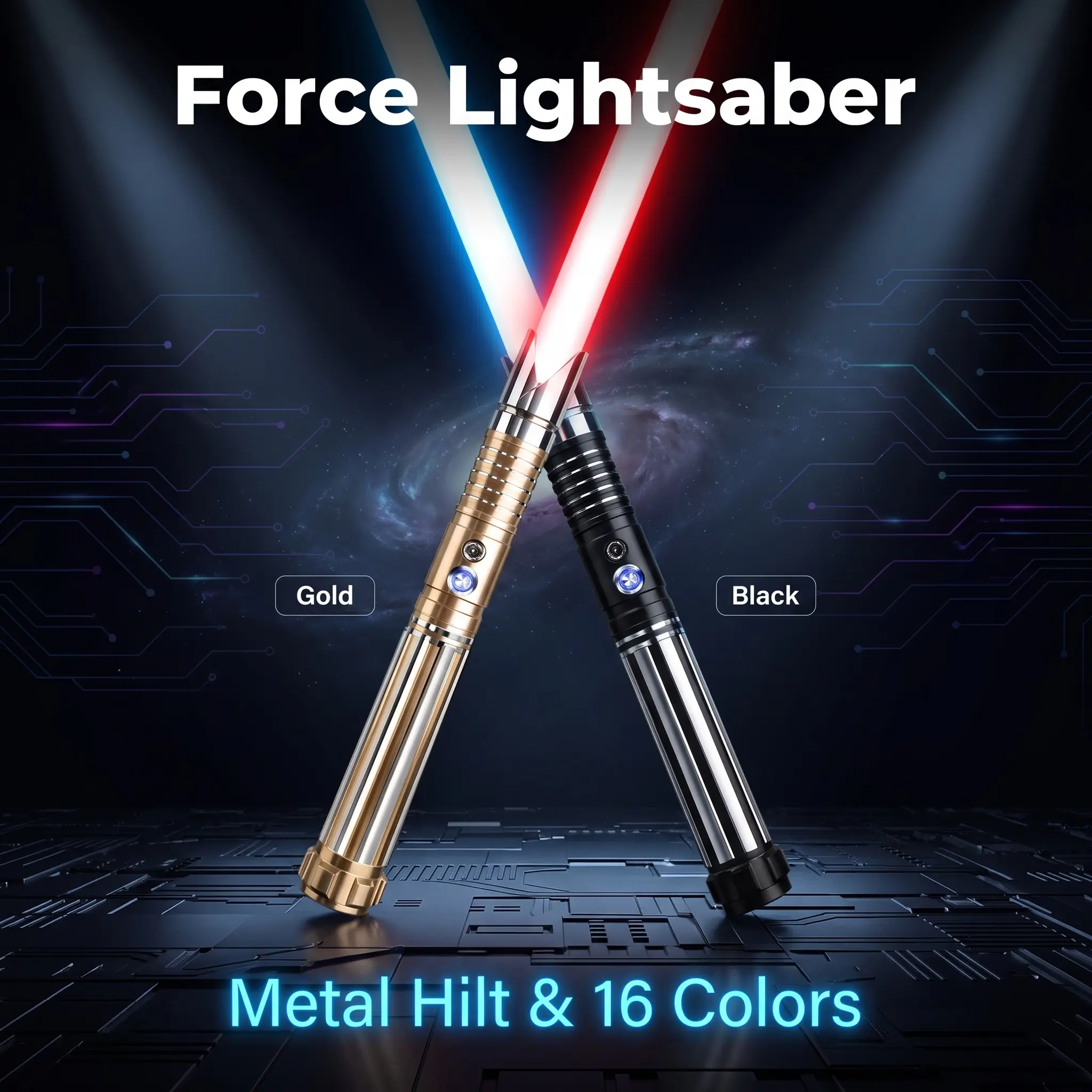 Dueling Force Lightsaber with Full Metal Hilt, 16 Color Changes, motion control Realistic Sound & Vibration, Toy Sword for Cosplay & Outdoor Play