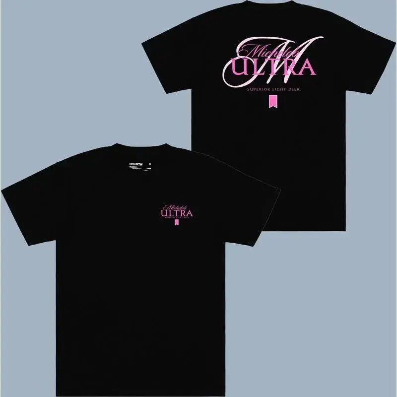 Michelob Ultra Pink 2 Sided Graphic T-Shirt - Unisex Mix and Match Classic to Bright Cotton Short Sleeve Tee summerwins