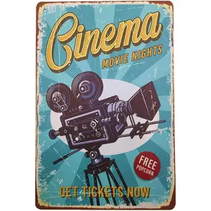 Cinema Movie Nights Poster Vintage Home decor Tin Sign Retro Metal Bar Pub Poster 8 x 12 Get Tickets Now