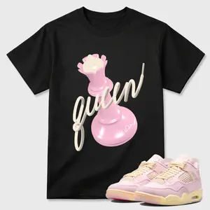 Queen Shirt To Match 4 Pearl Pink and Iced Carmine, 4 Pearl Pink and Iced Carmine Sneaker Matching Shirt, Jordan Match Tee, Cotton Unisex Graphic T-Shirt
