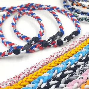 18 Inch Baseball Necklaces,Tornado Necklace Sport Three–Colors Three Braided Rope Tornado Necklace, Durable Sport Jewelry for Baseball Fans,Braided Sport Pendant,18" 3 Rope Tornado Sports Titanium Necklaces Package,stacked lobe earrings