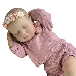 TopLink 50cm 20inch Soft Asleep Cloth Body Soft Vinyl Reborn Baby Doll with 3D-paint Skin with Visible Veins Baby Toy Newborn Girl Kids Art Dolls Christmas Gift Softdolls Soft Stuffed Figure