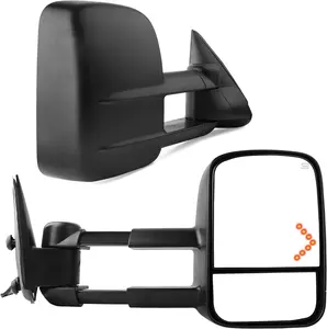 YITAMOTOR Towing Mirrors Compatible with 2007-2013 Chevrolet Silverado GMC Sierra Cadillac Yukon Tahoe Power Heated Telescoping LED Arrow Signal Light Side Mirrors Pair Set