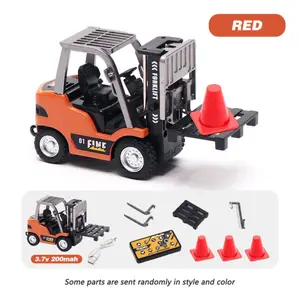 1:64 RC Forklift Toy with Adjustable Mast and Crane, Switchable Between Forklift and Crane, Mobile APP Control for Kids 6 Years Plus, Remote Control Forklifts