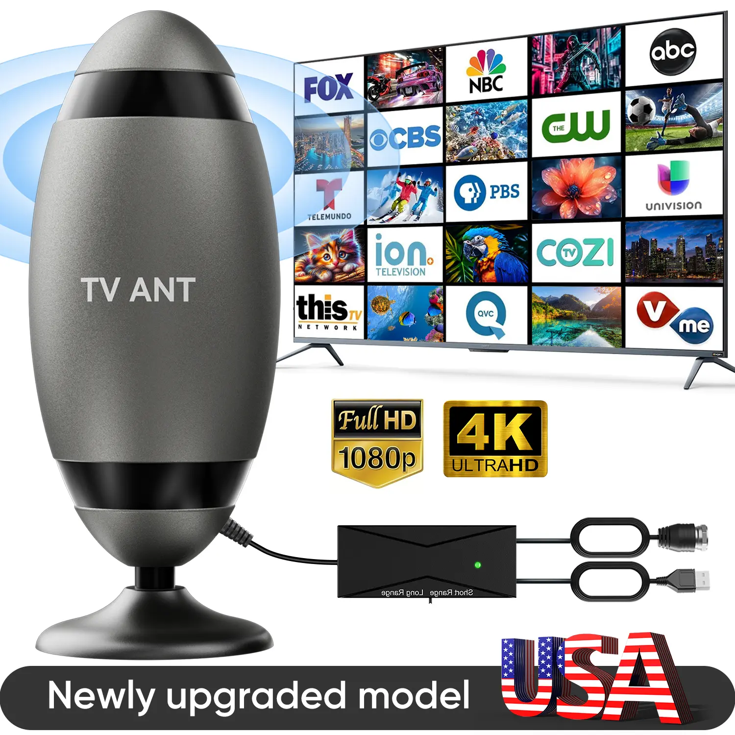 2026 Indoor TV Antenna  For Local Channels- 4K High-Definition Digital Antenna, 360° Signal Reception, Wide Coverage,  Easy Installation, Enjoy Full HD Local Channels, No Subscription Fee Required,Deals For You Days,father'sdaygifts