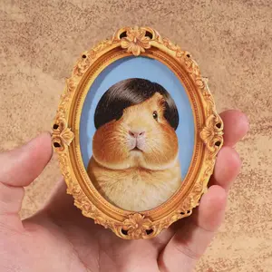 1PC Fun Animal Fridge Magnet, Creative Decorative Home Decor Refrigerator Magnet, Mini Oval Photo Frame Magnet, Festive Gift for Home Decoration, Photo Magnets, Funny Fridge Magnets