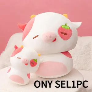 Cute Piggy Plushie Throw Pillow, Kawaii Stuffed Animals, Soft Huggable, Soft Stuffed Strawberry Love Piggy, Squishy Plush Animal Pillow, Perfect for Gift, Room Decor, Festival Decorations, Soft Cuddly Gift