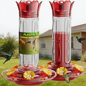 Birdream Hummingbird Feeders for Outdoors Hanging 10 oz 5 Feeding Ports, 2 Pack Plastic Humming bird Feeder with Ant Moat Brush Leak Proof with Ant Proof Ports,Father's Day gift