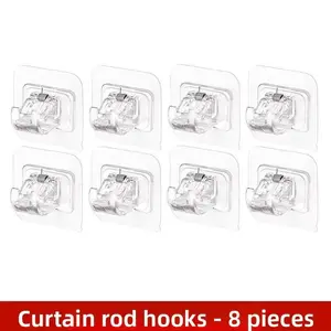 No-Drill Telescopic Rod Holder, Thickened Adhesive Rod Clip, Bathroom Rod, Curtain Rod, Door Curtain Rod, Dormitory Rod