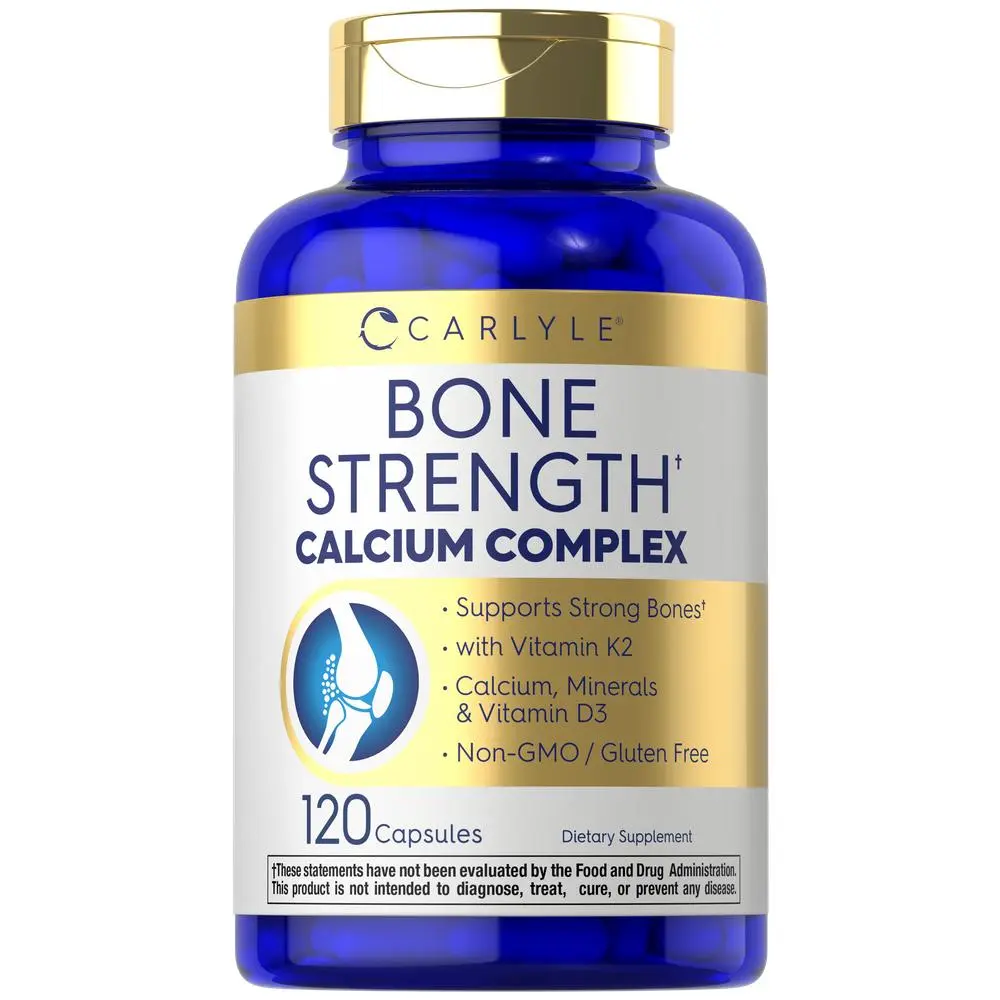 Carlyle Bone Strength Calcium Complex Supplement | with Vitamin D3, Magnesium, K2, Zinc & Boron | 120 Capsules | Non-GMO, Gluten Free Carlyle Bone Strength Calcium Complex Supplement | with Vitamin D3, Magnesium, K2, Zinc & Boron | 120 Capsules | Non-GMO, Gluten Free