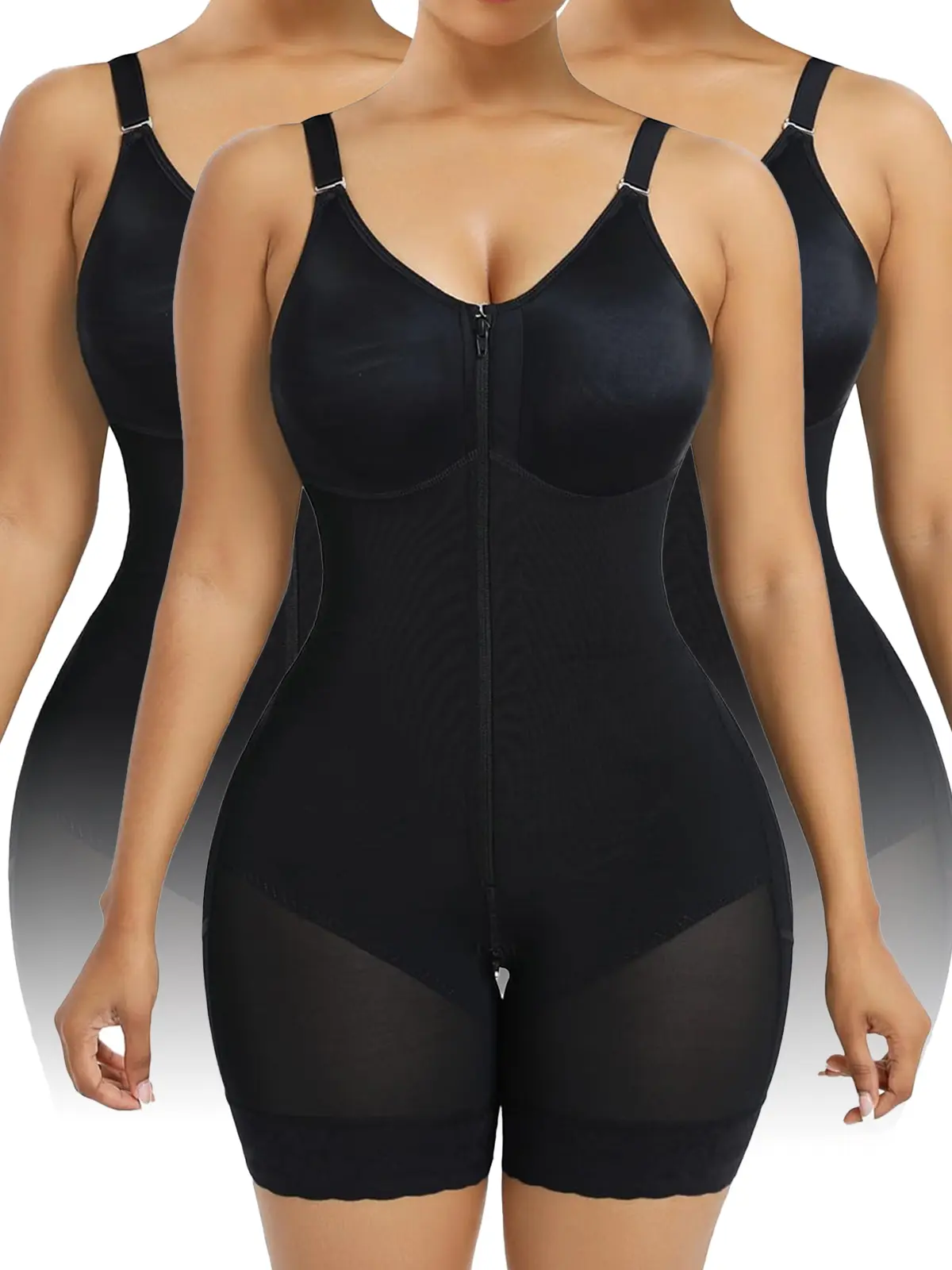 3 Piece Women's Fajas Colombianas shapewear Tummy Control Butt Lifter Shaper with Zipper Crotch detachable shoulder strap Womenswear SpringStatements Bodysuit Compression Compression Bodysuit women