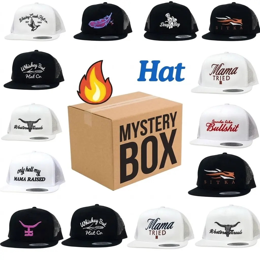 Mystery Box One Hat Random Sitka, Mama Tried, Whiskey Creek, Feathered Outlaw, Dough Boy, Standin On Snapback Trucker Hat| Unisex Christmas Gift Idea Christmas decorations Christmas gifts