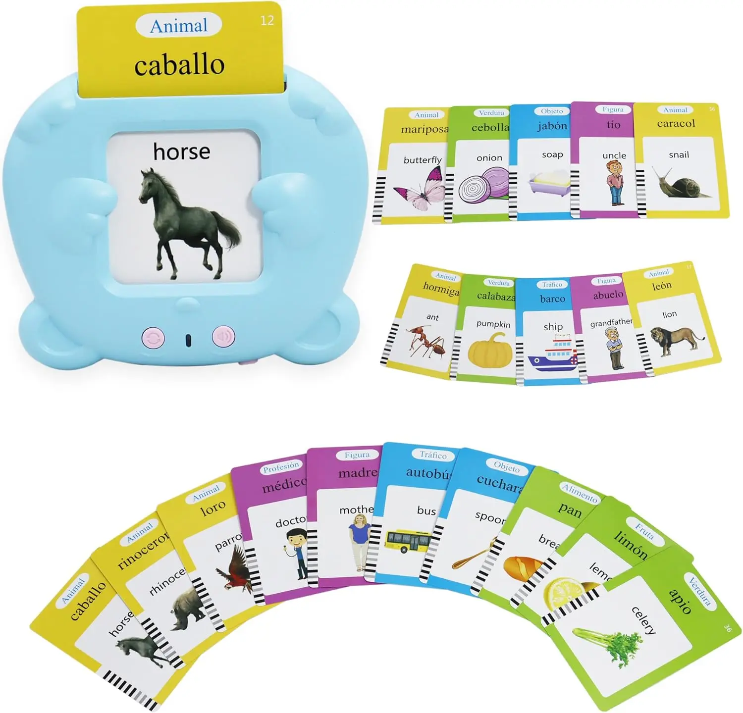 Mother's Day Spanish and English Pocket Speech Therapy Toys with 224 Sight Words, Bilingual Flashcards for Preschool Learning, Gifts for Toddlers, Flash Cards, Rechargeable