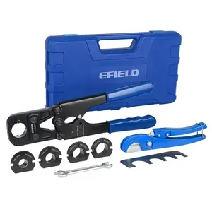 PEX Crimping Tool Kit: 3/8" , 1/2" , 5/8" , 3/4" and 1" with Pipe Cutter in Case
