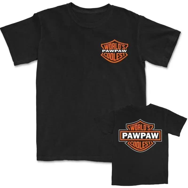 Men's Casual Cotton T-Shirt with "World's Coolest Grandpa" Slogan & Asymmetrical Motorcycle Print, Breathable Short Sleeve Menswear, Father's Day Gift, Prints, Positive Message Slogan Men's Short-Sleeve T-Shirts, Reel Cool Dad Graphic Men's Short-Sleeve T
