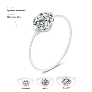 【Invisible Ring】1 3CT Synthetic Moissanite Enhanced Nylon Thread Band D/VVS1 Synthetic Moissanite Rings